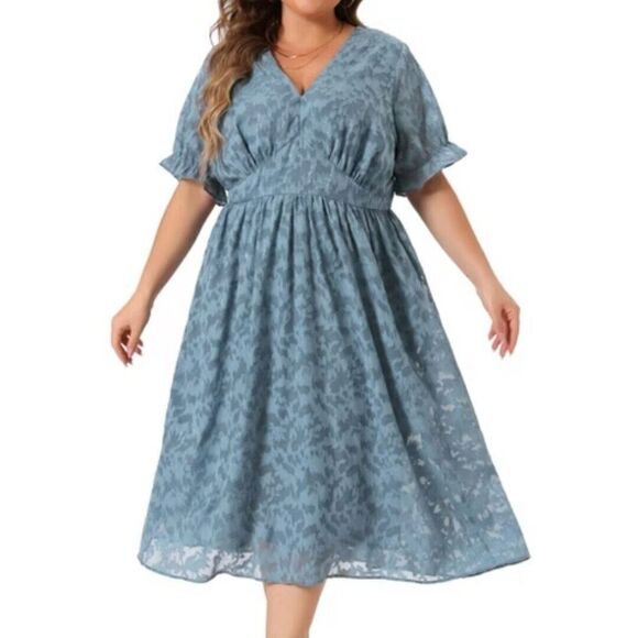 Agnes Orinda Floral Ruffle Cut Lace Empire Waist Dress Fairy Flowy Lined Size 4X - Picture 1 of 8